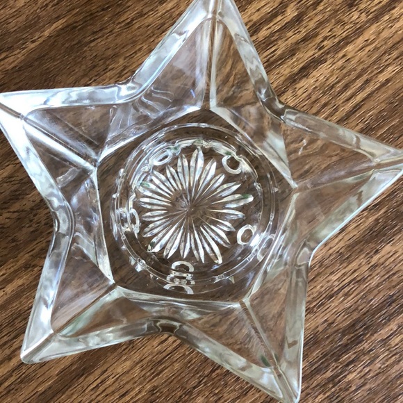 Vintage Hazel Atlas Clear Pressed Glass Star CANDLE HOLDER Set of 3 - Picture 3 of 5